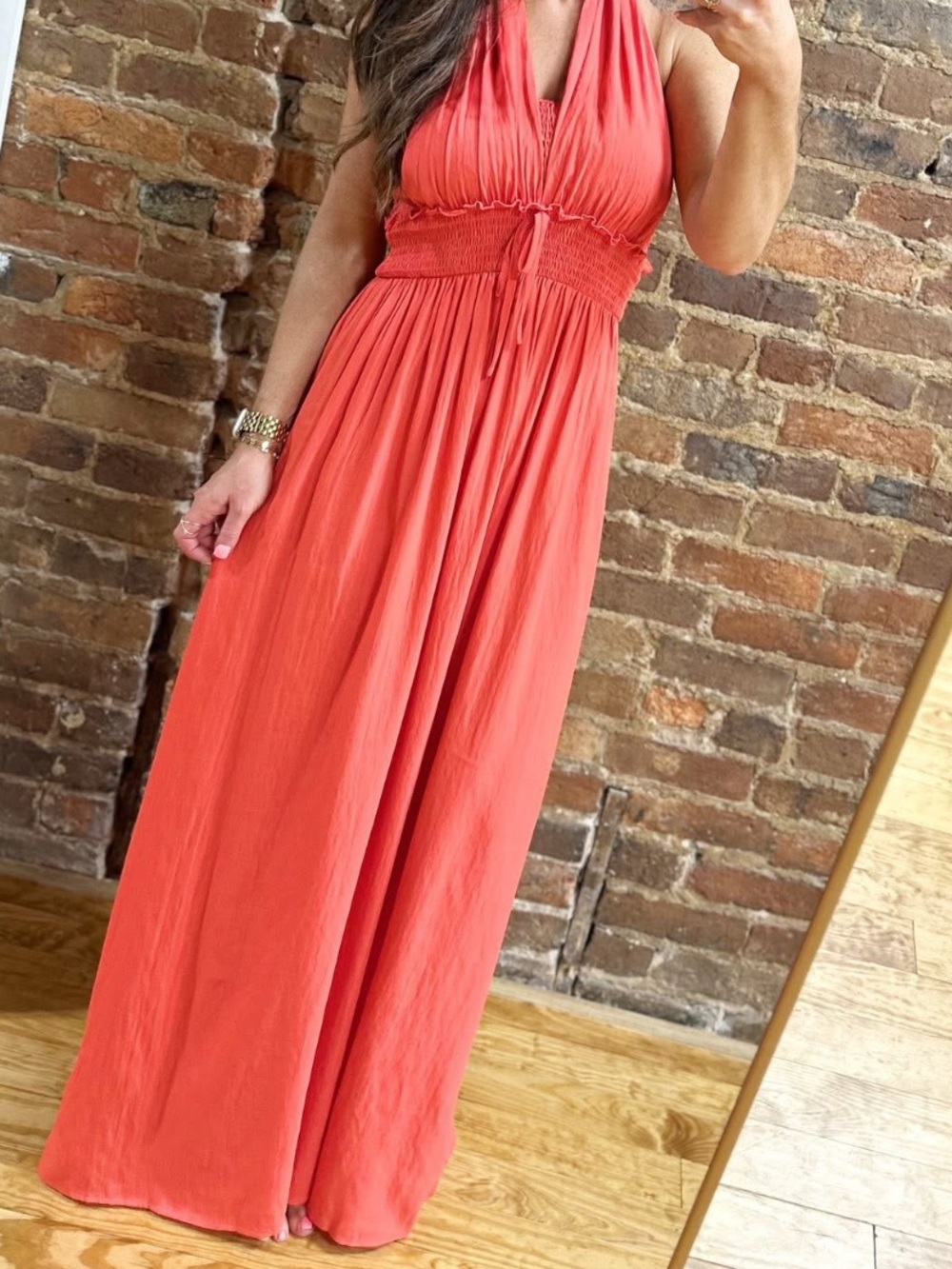 Orange Maxi halter dress- Lightweight Women's Skirt